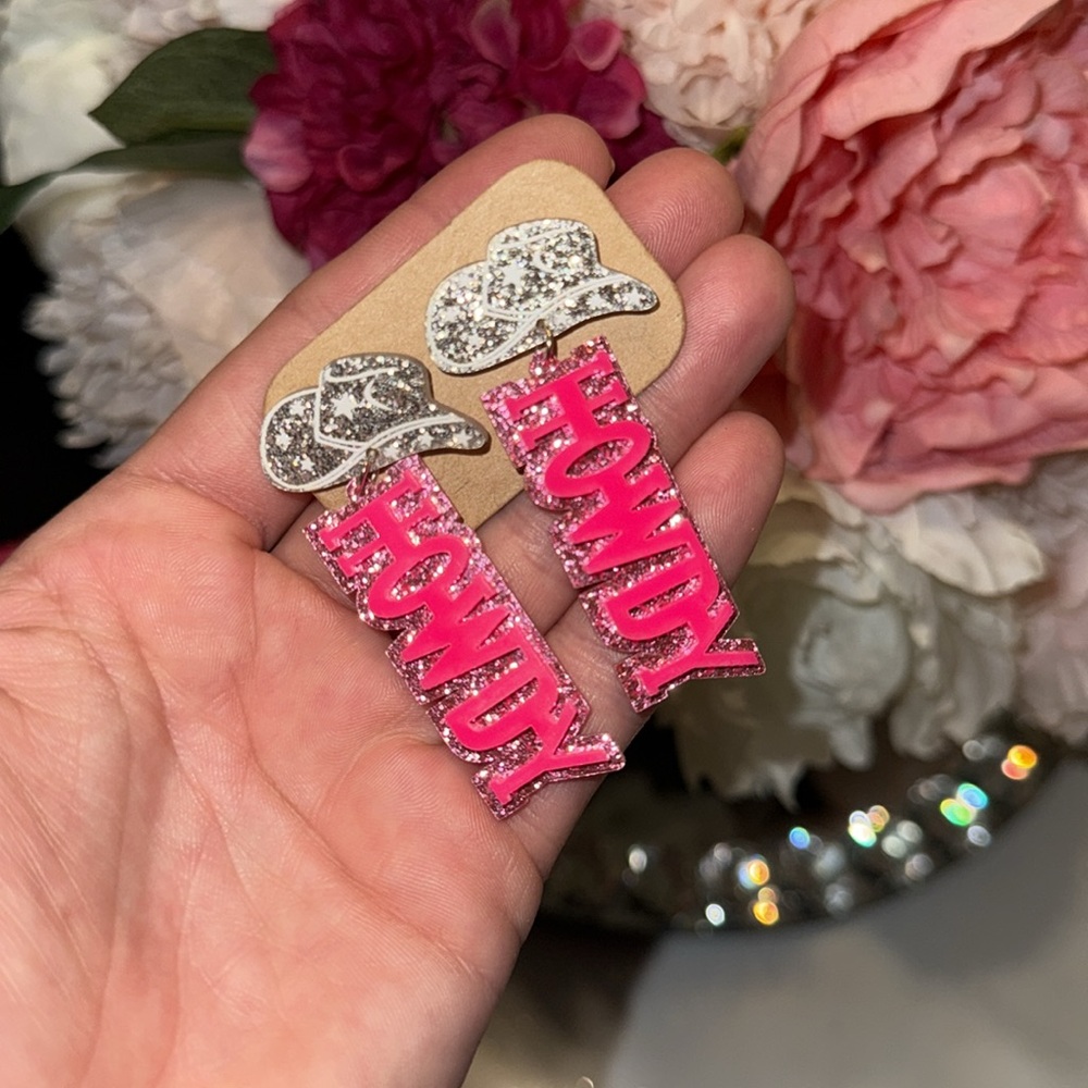 Howdy sparkly country earrings